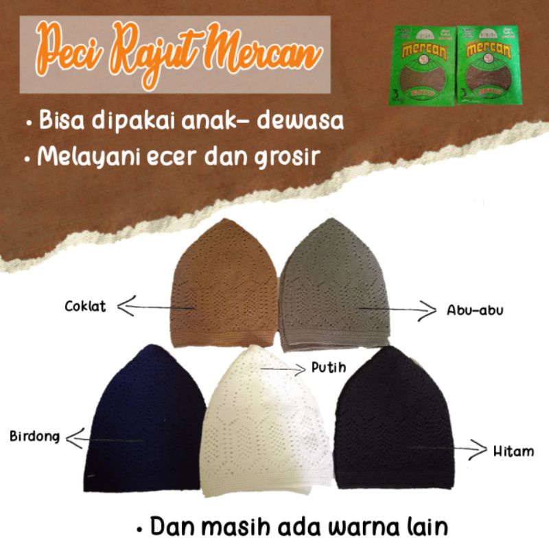 Peci Rajut Mercan Anak-Dewasa