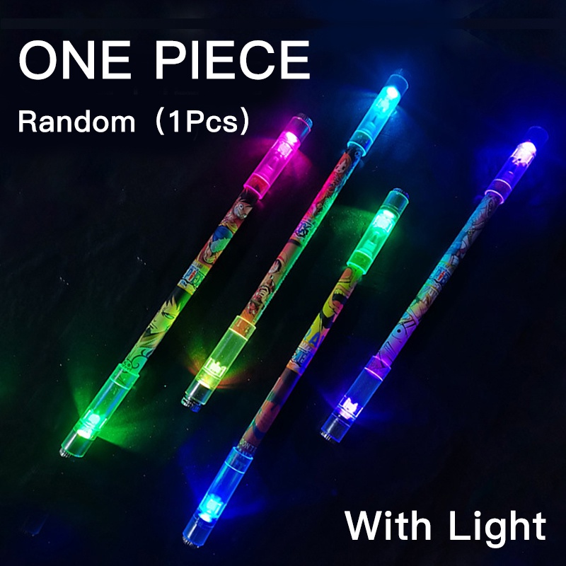 Demon Slayer One Piece Pulpen Putar LED Anti Slip Untuk Pelajar / Hiburan / Kantor