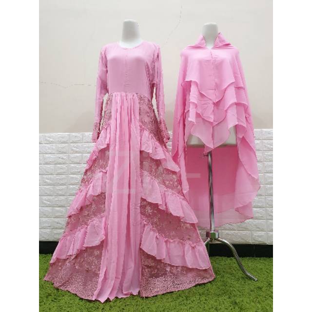 NAYLA SYAR'I FULL CERUTTY PREMIUM MIX BURKAT FULL FURING SET KHIMAR