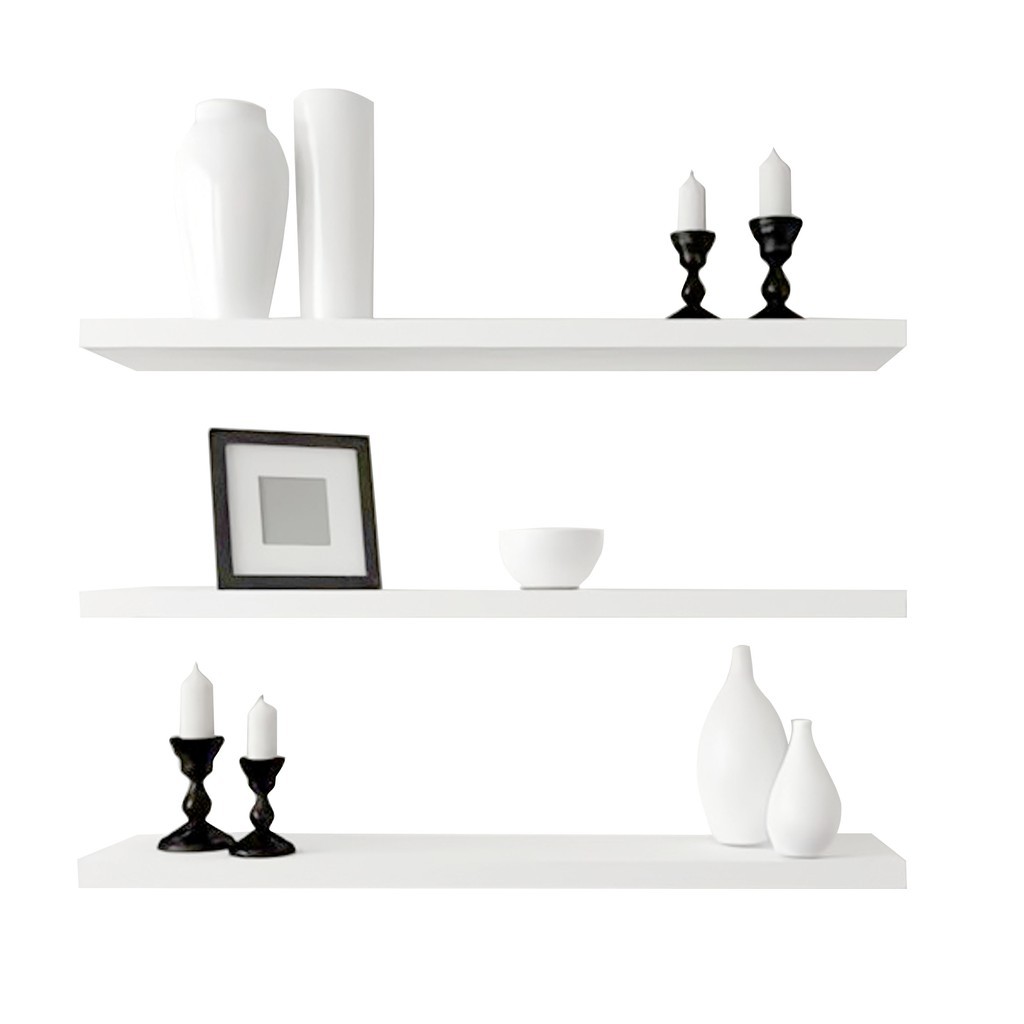 Promo 3 Buah Ambalan / Rak Dinding Minimalis / Floating Shelves 50x12 cm Untuk Hiasan Dinding Kamar