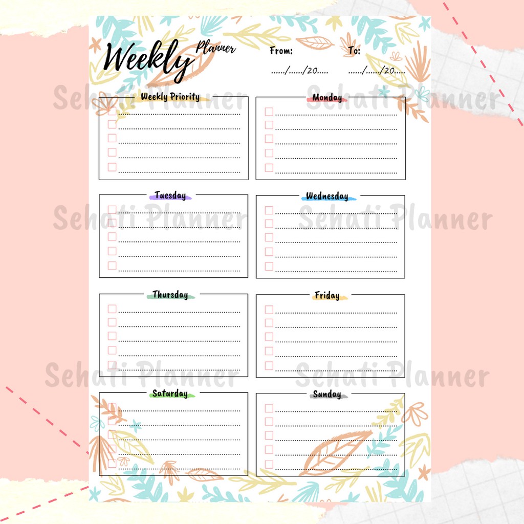 

ISI BINDER / RENCANA MINGGUAN / Weekly Planner 1 Tahun A5 & B5 Kertas Binder Loose Leaf / Bullet Journal / ehati Planner Loose Leaf