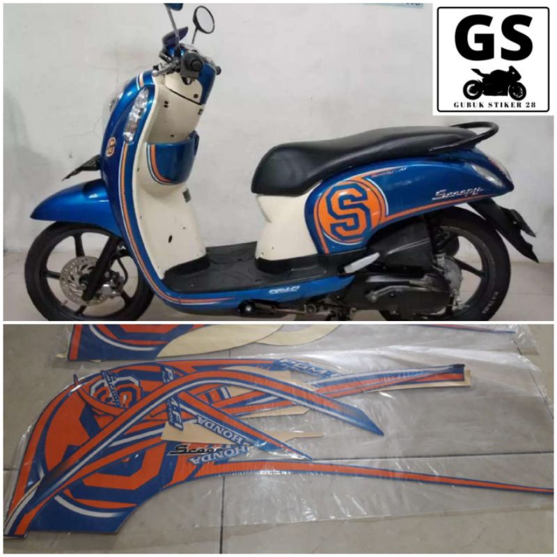 STRIPING STIKER LIS BODY MOTOR HONDA SCOOPY TAHUN 2015-2016 BIRU