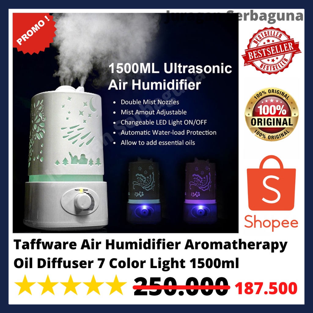 Taffware Air Humidifier Aromatherapy Oil Diffuser 7 Color Light 1500ml