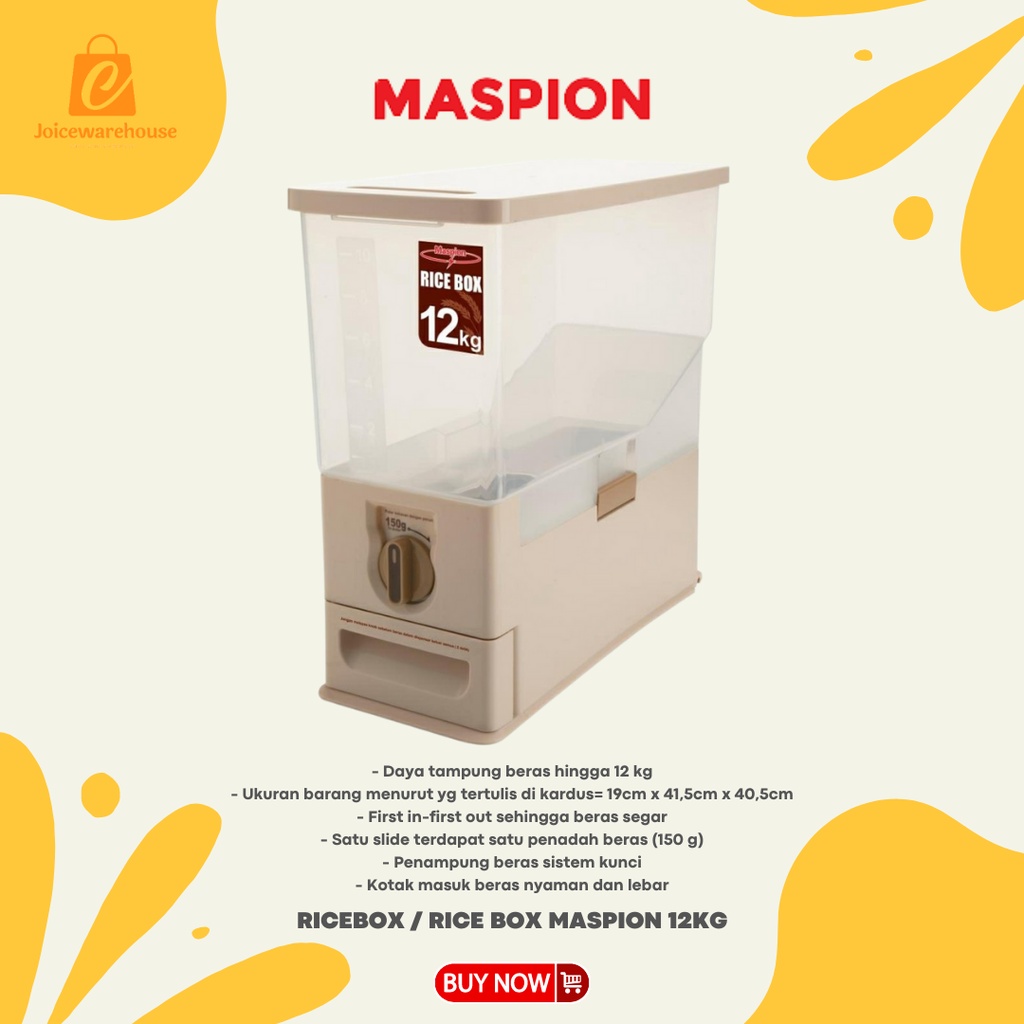 TEMPAT PENYIMPANAN BERAS / RICEBOX / RICE BOX MASPION 12KG MRD 1200