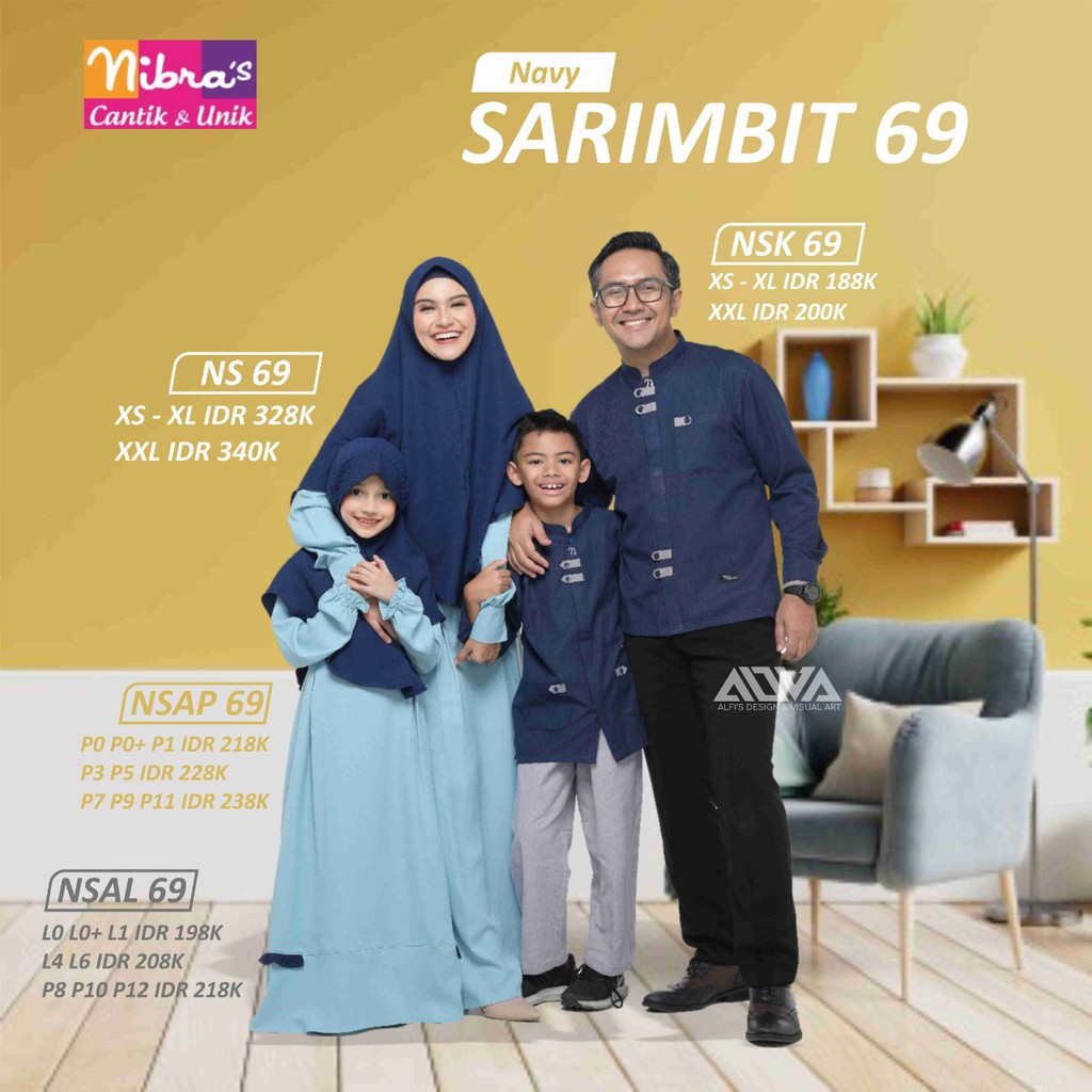 NIBRAS NBRS SARIMBIT SYARI 69 BIRU NIAGARA BAJU COUPLE MUSLIM LEBARAN TERBARU NIBRAS [BISA COD]