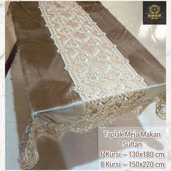 Taplak Meja Makan - Taplak Meja Makan Cantik Vintage Victorian Classic 6 - 8 Kursi Mewah