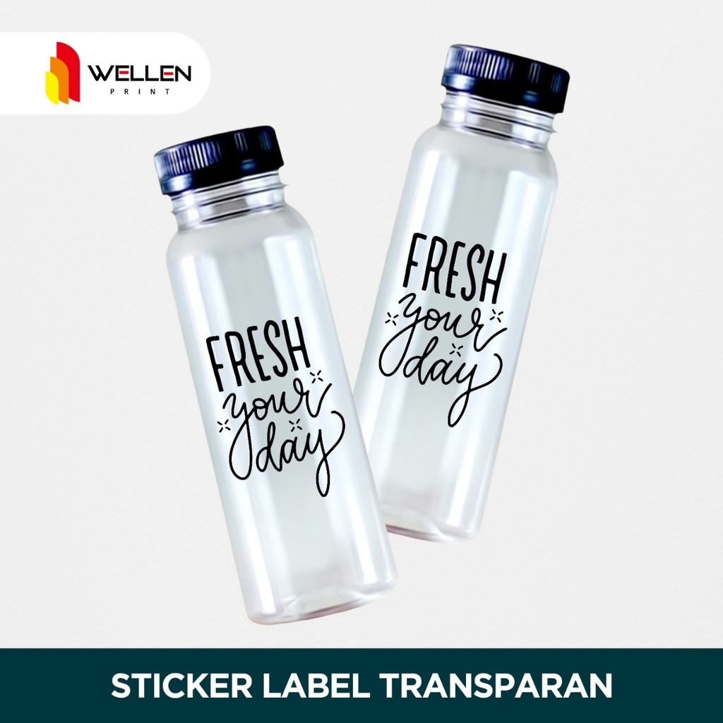 

WELLEN PRINT - Sticker botol minuman transparant sticker label kopi transparan cutting label teh jamu botol spray