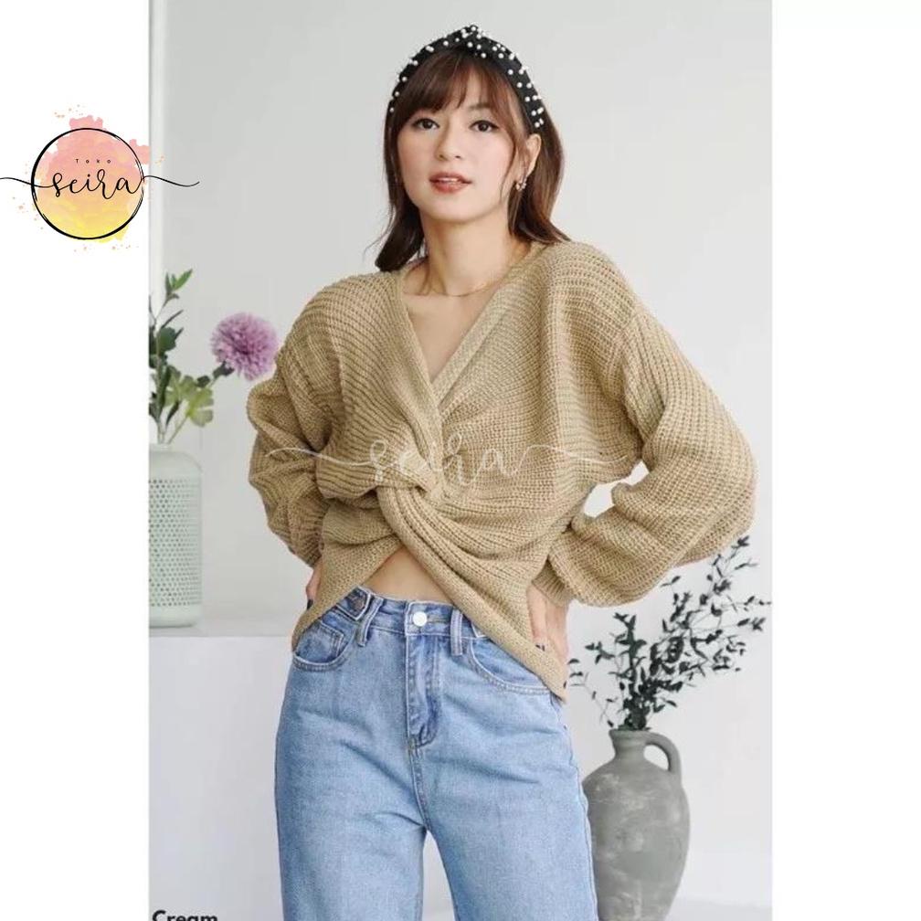 [Bisa Cod] Moluna Knitted Sweater / Oslo Sweater / Cardigan Rajut / Cardigan Silang / Olso Baju Card