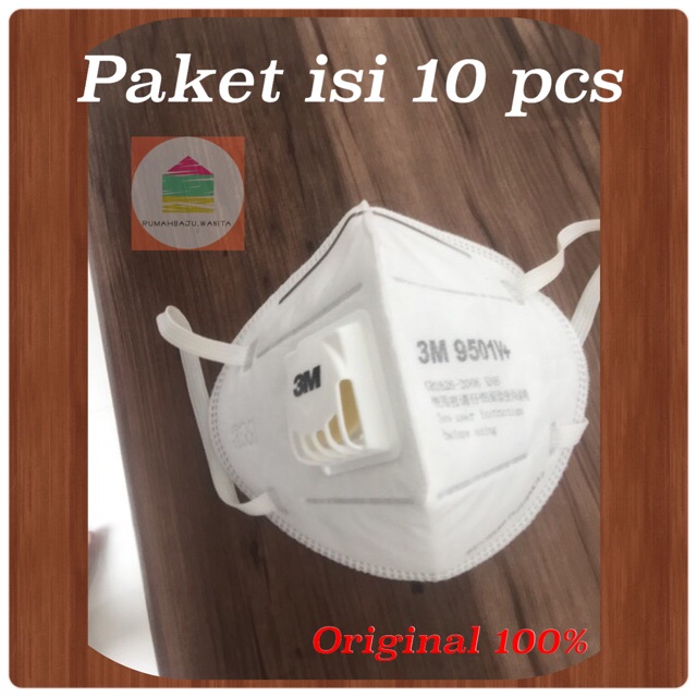 Paket isi 10 pcs MASKER 3M KN95 9501V+ ORIGINAL 100%