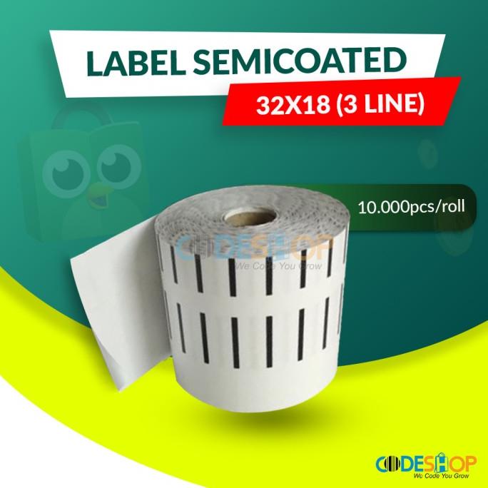 

,,,,,,,] Label Barcode 32 X 18 (3 Line ) Kertas Stiker Semicoated 32x18
