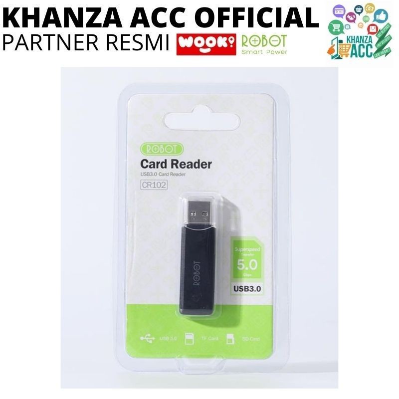 KHANZAACC Robot CR102 Card Reader USB 3.0 Dual Slot Card SD/TF