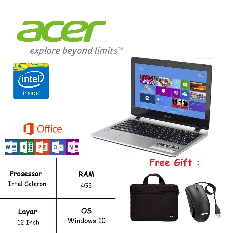 NOTEBOOK ACER ASPIRE 12 INCH RAM 4GB WINDOWS 10