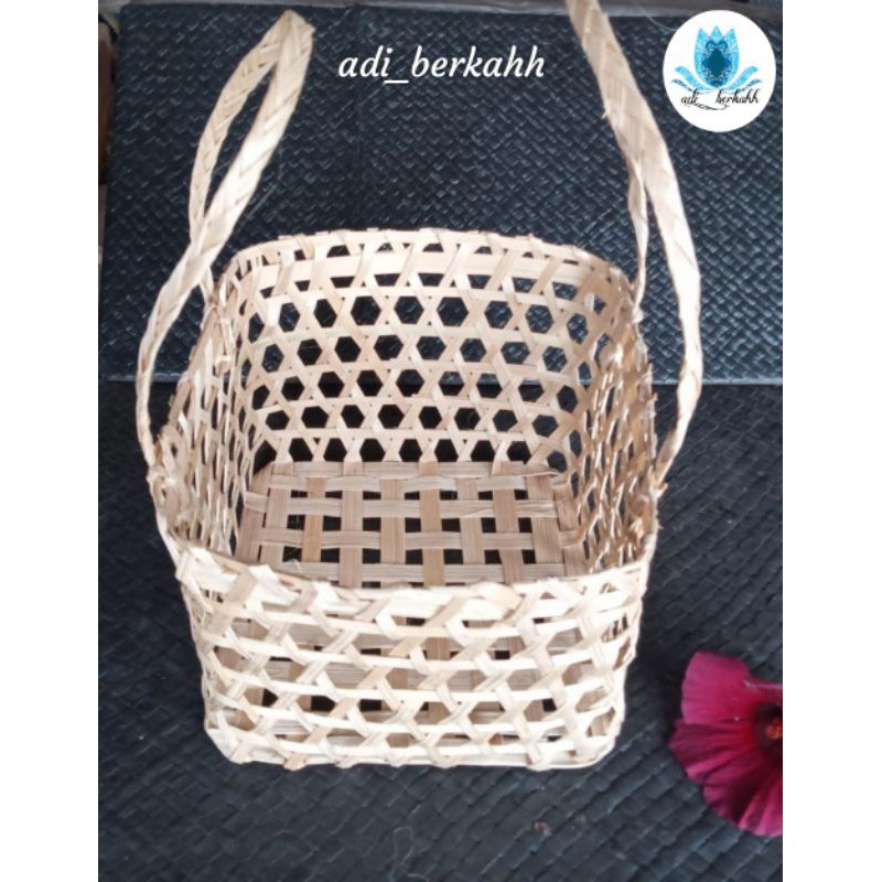 Tas hidangan anyaman bambu 21x21x17