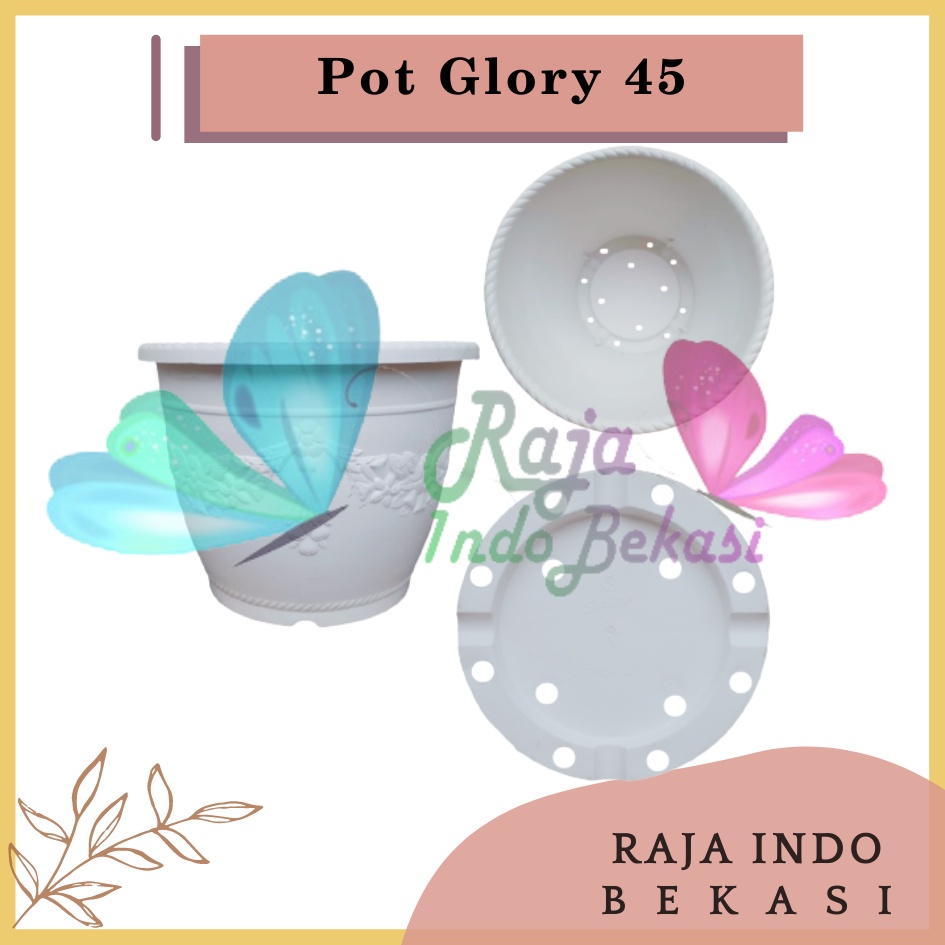 ONLY SAMEDAY AND INSTAN Pot Glory 45 Putih - Pot Besar Jumbo 50cm Pot Besar Plastik Bahan Tebal