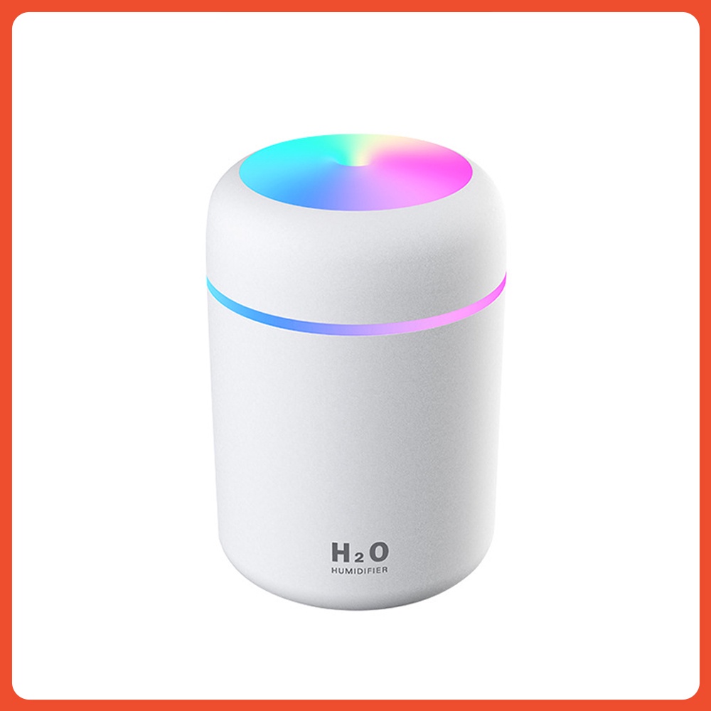 Humidifier Diffuser Berwarna-Warni LED Light Hening Purifier Pelembab Udara 300ML-Putih