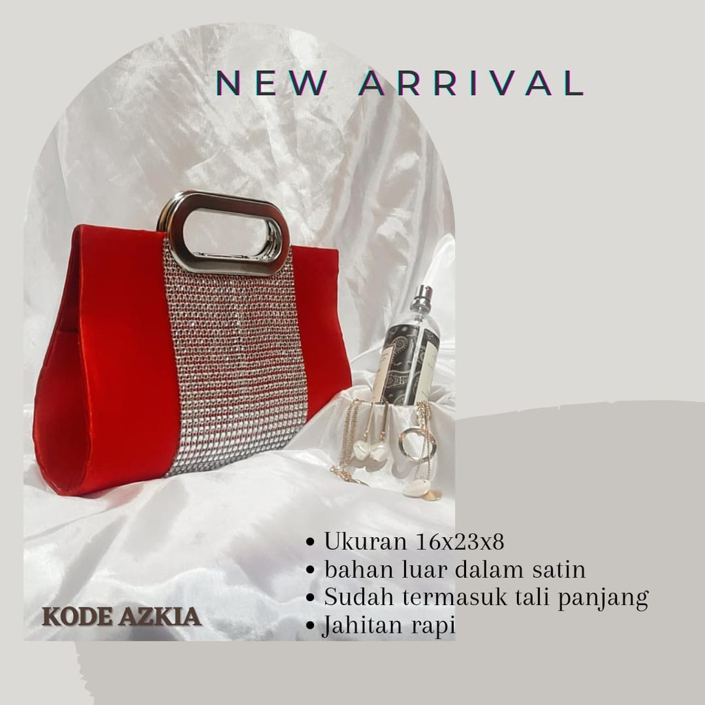 TAS SATIN AZKIA MODEL CLUCTH DAN SELEMPANG BAHAN SATIN HALUS