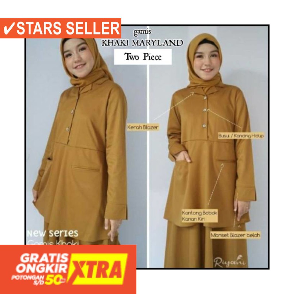 BAJU LEBARAN PAKAIAN MUSLIMAH SYARI BERGO BALOTELI / Gamis Pdh Pns Khaki Gelap Pemda Aceh Model