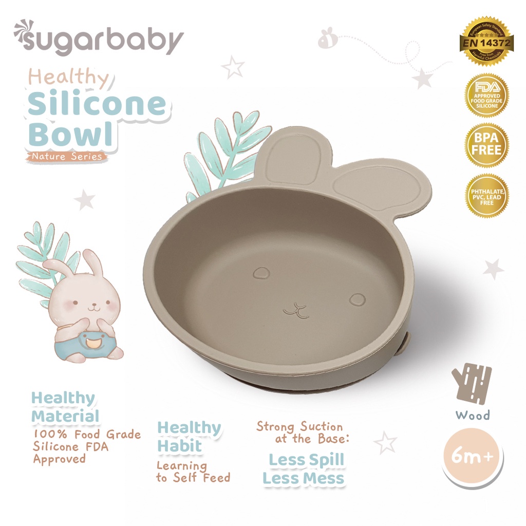 Sugar Baby Healthy Silicone Bowl Nature Series Mangkuk Silikon Peralatan Makan Bayi