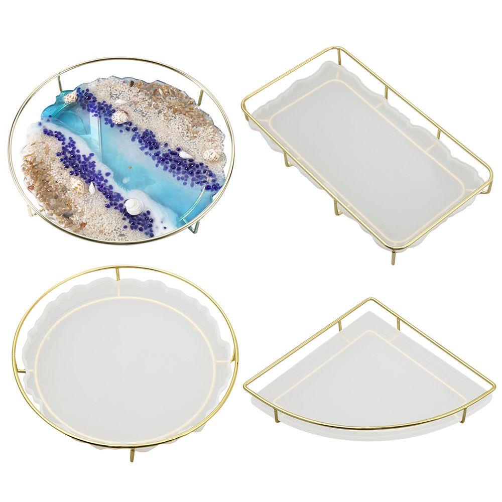 Top Tray Cetakan Persegi Panjang Bulat DIY Resin Silikon Handmade Tea Tray