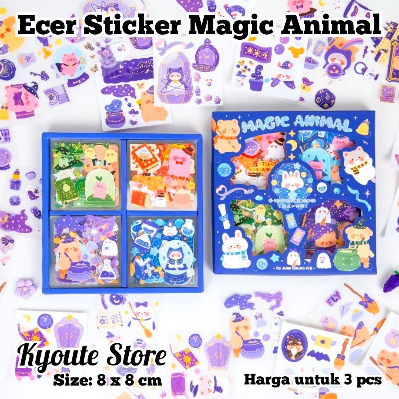

3 Lembar Sticker Cute Daily Magic Animal Witch World Dekorasi Planner Diary Journal Waterproof