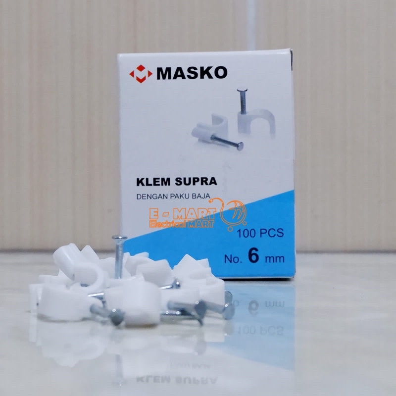 MASKO Klem Supra 6mm Klem Kabel 6 mm paku Beton KOTAK isi 100