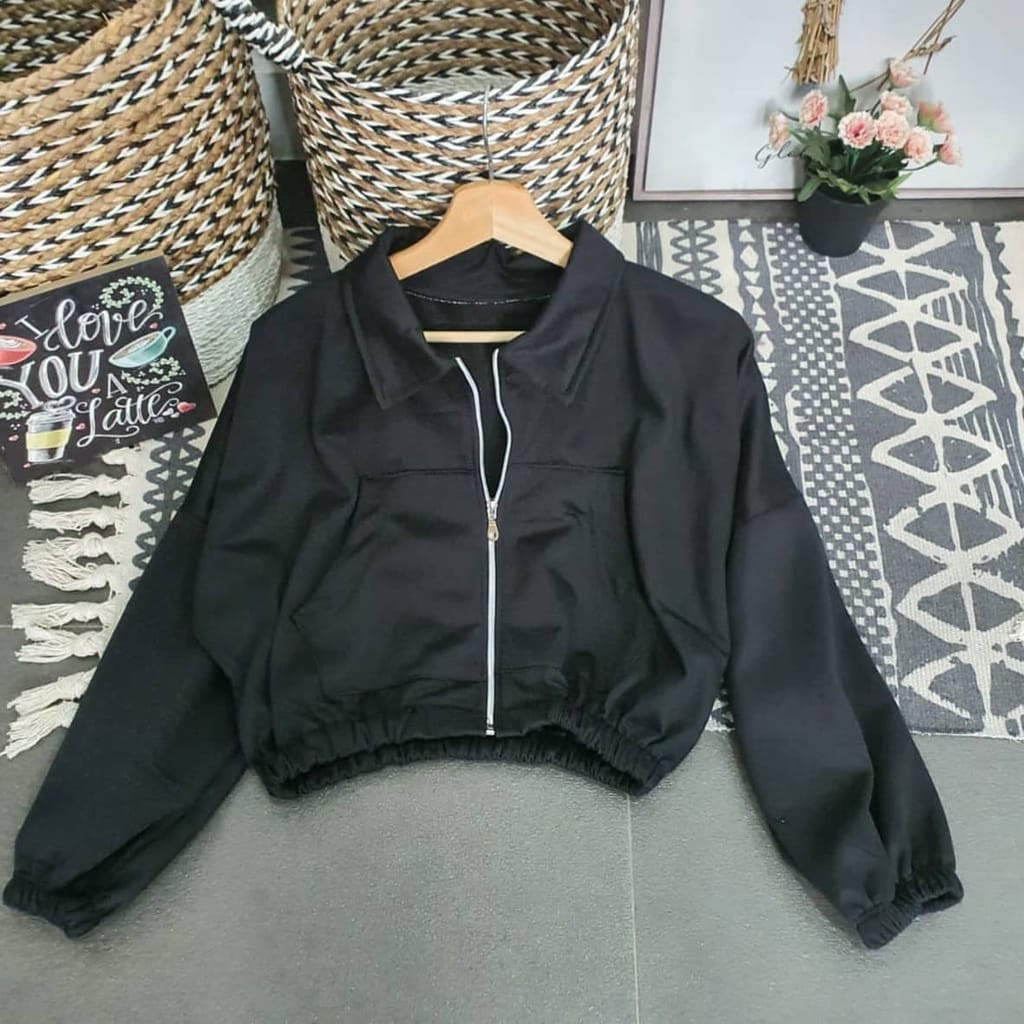 jaket wanita | vada collar crop jaket wanita korean style | jaket croope wanita