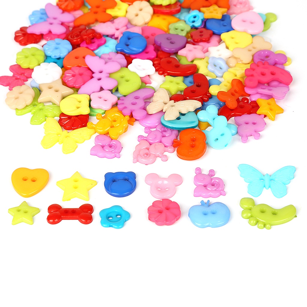 50-100 Pcs Cinta Hati Bulat Bintang Mix Bentuk DIY Scrapbooking Kartun Kancing Kancing Plastik Pakaian Anak Jahit