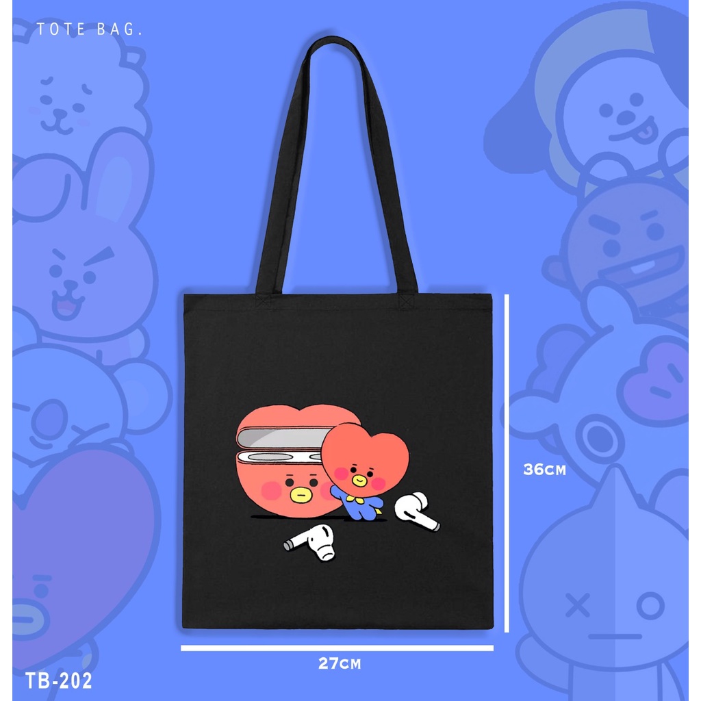 TAS WANITA/TOTE BAG KARAKTER BTS 21 /GAMBAR LUCU/REAL PICTURE/BISA UNTUK KULIAH/TAS IMPORT