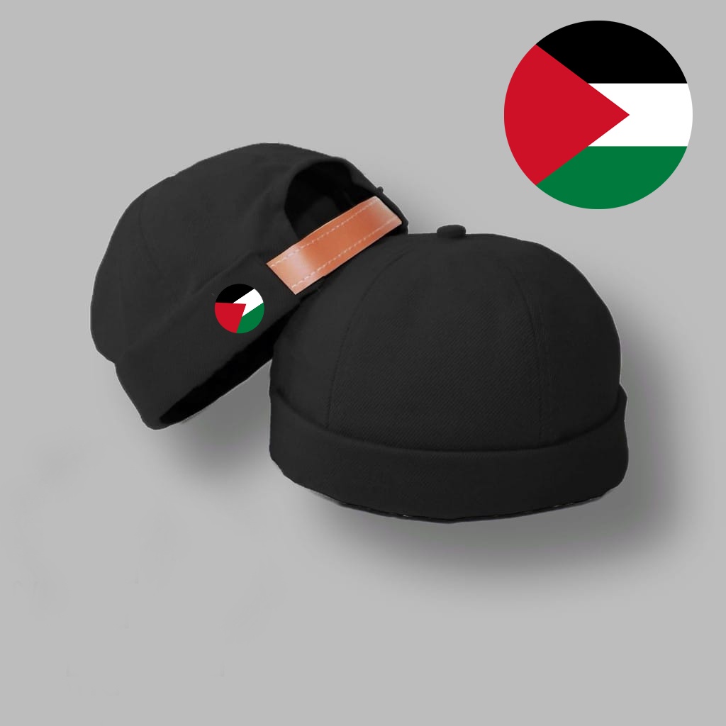 Topi Pria Dewasa Peci Miki hat Sablon PALESTINA (Miki Hat) Logo Kaligrafi PALESTINA Kualitas Import