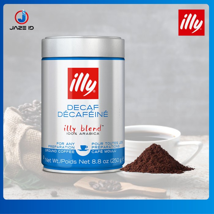 

Coffe Illy Decafeinated Ground Espresso 250 gram Kopi Bubuk Roasted