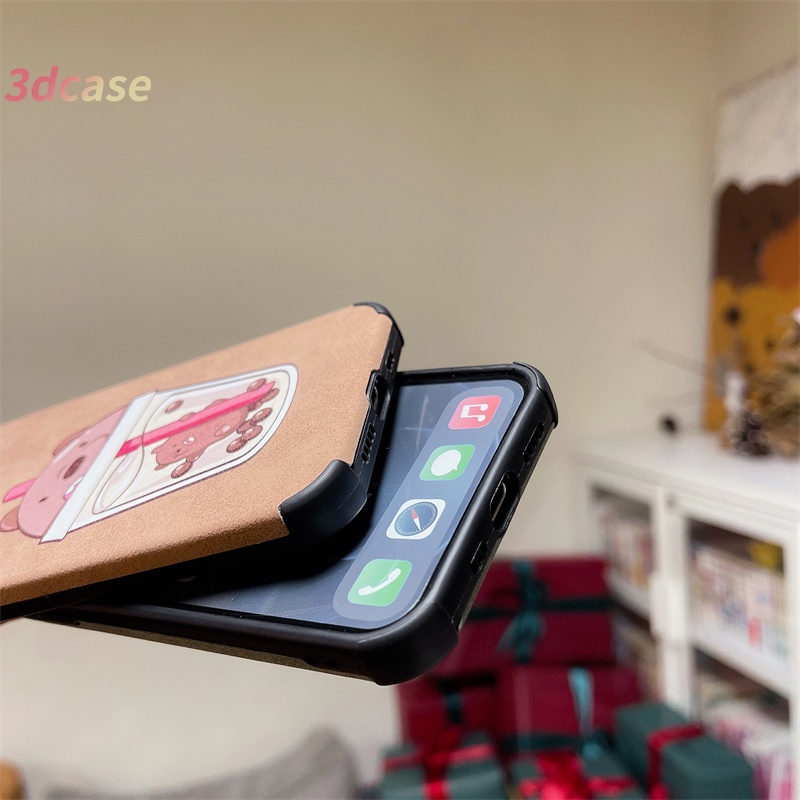 Case OPPO A5 A9 A53 A33 A31 2020 A15 A15S A54 A7 A5S A12 A3S A52 A72 A92 A93 A94 A1K Reno 4 5 5F 4F 4Lite 5K 5Lite OPPO F17 F19 PRO A35 A12S A11K A11 A11X A12E A53S A32 A8 Find X3Lite C1 C2 Cartoon Bear Milk tea Soft Case Lamb Skin Leather