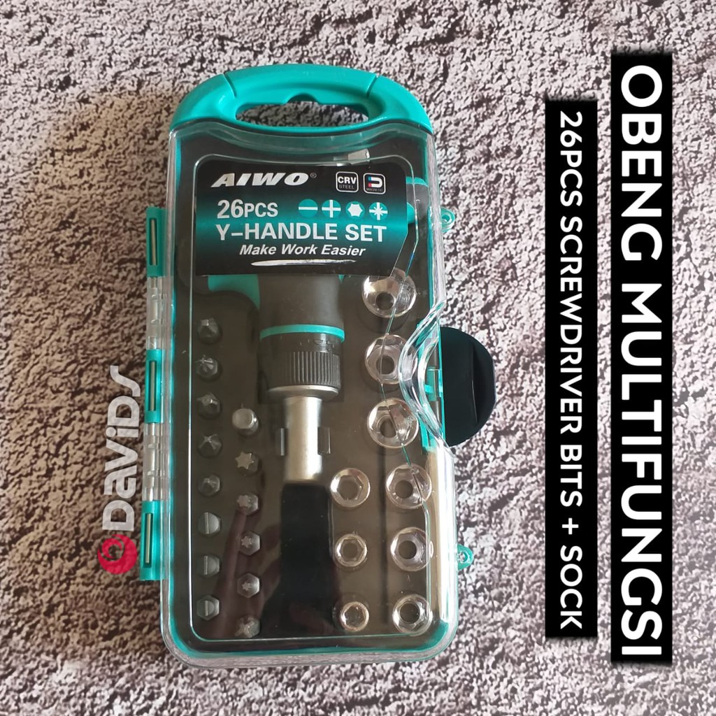 Kunci Obeng sock ratchet set multifungsi serbaguna 26pcs