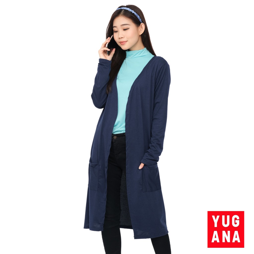 BL - CRLONG Cardigan Panjang Oversize Wanita Polos-NAVY