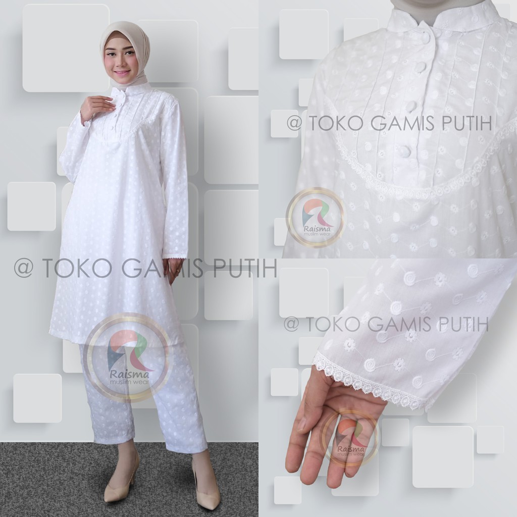 Raisma - Baju Ihrom Perlengkapan Umroh Haji Wanita Bahan Katun Ada Bukaan Knacing depan-1