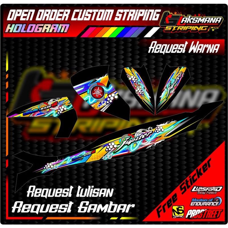 STIKER STRIPING TRANSPARAN HOLOGRAM JUPITER Z BURHAN HOLOGRAM