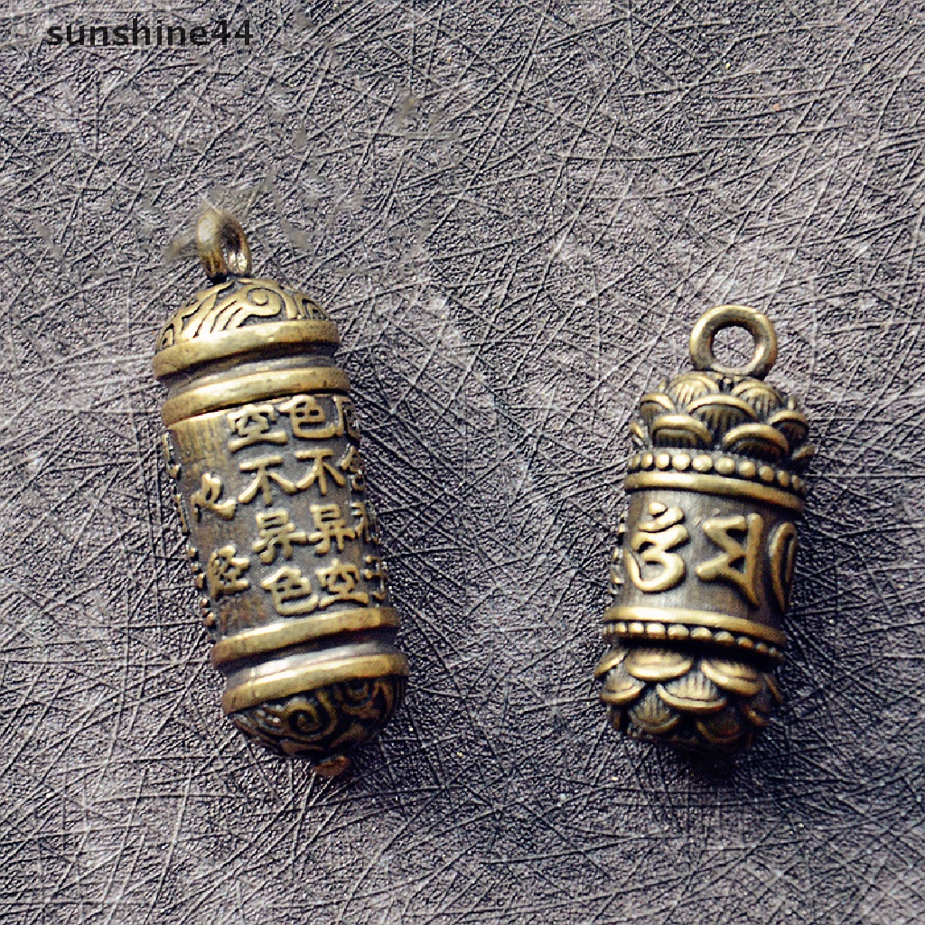 Sunshine Gantungan Kunci Dengan Tulisan Mantra Buddha Bahan Kuningan Murni