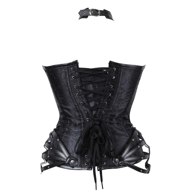 Halter Neck Cross Strap Gothic Corset 8562 (M - XXL)