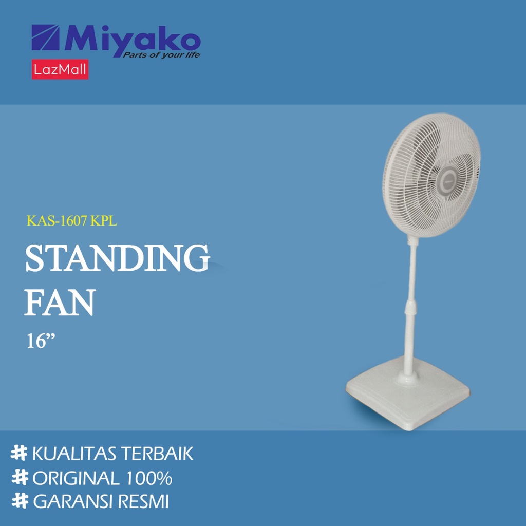 Kipas Angin Berdiri Miyako Standing Fan Warna Putih 16 Inch Plastik KAS 1607 KPL