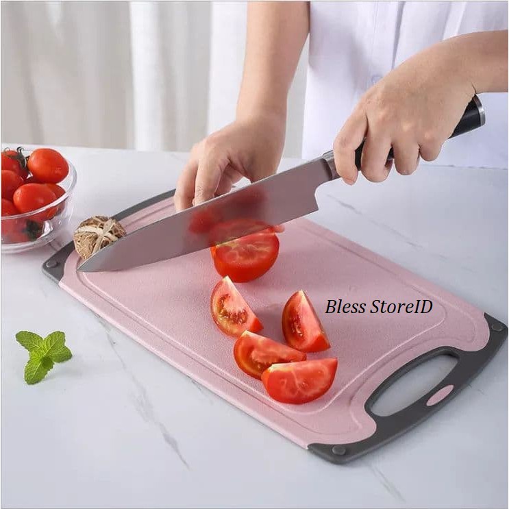 Talenan  Daging Buah Sayur Premium Food Grade Antislip 2 Sisi Chopping Board Buah Sayur Jerami Gandum Cutting Board Talenan 45x28cm