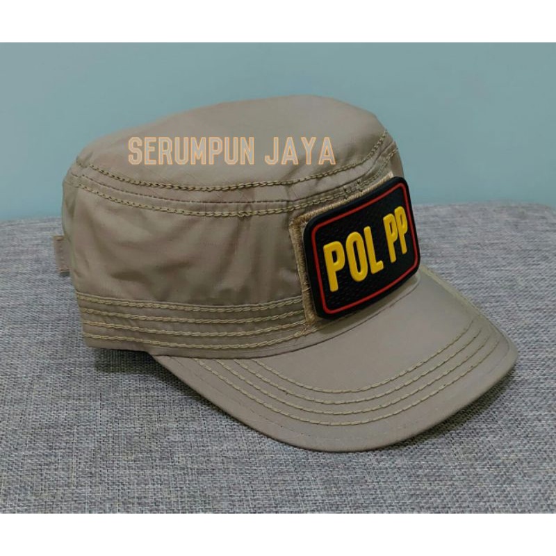 TOPI KOMANDO POL PP - TOPI SATPOL PP KOMANDO - TOPI KOMANDO POL PP 2 PATCH KREM