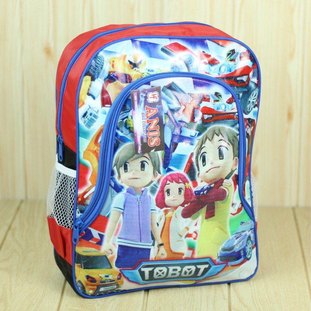 Tas Gendong Anak Cowok Mika Tobot Warna Merah Tas Ransel Sekolah TK SD Laki Laki Jahitan Kuat Awet