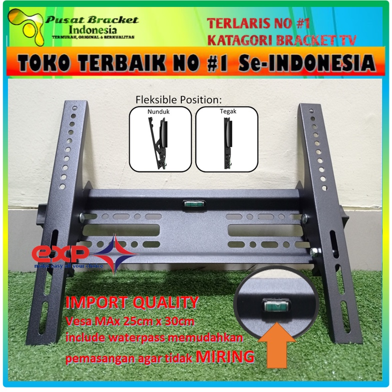 Bracket TV CHIQ 21&quot; s/d 43&quot; waterpass GARANSI 100% COCOK!!! IMPORT QUALITY