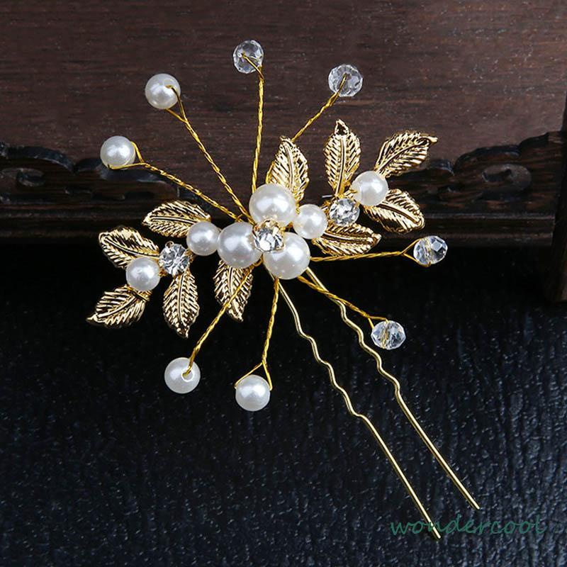 Wedding Bridal Vintage Pearl Flower Crystal Hair Pin Bridesmaid Clips Side Comb -Won