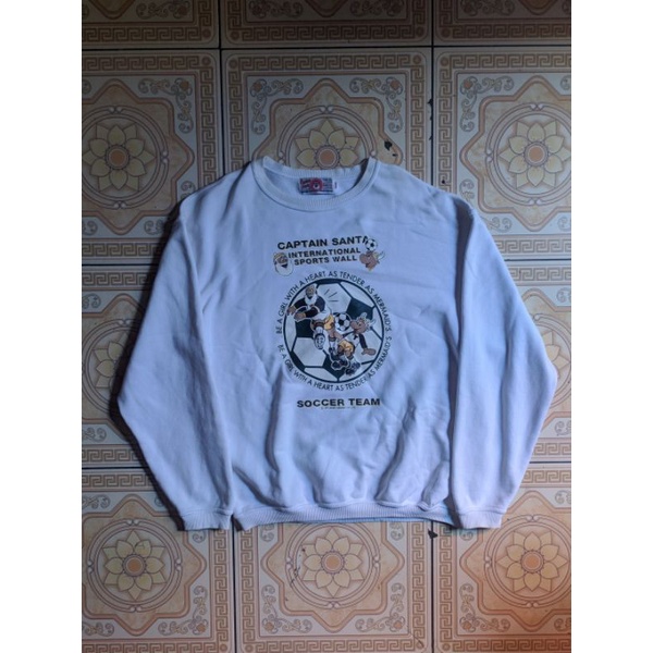 CREWNECK CAPTAIN SANTA VINTAGE PUTIH ORIGINAL