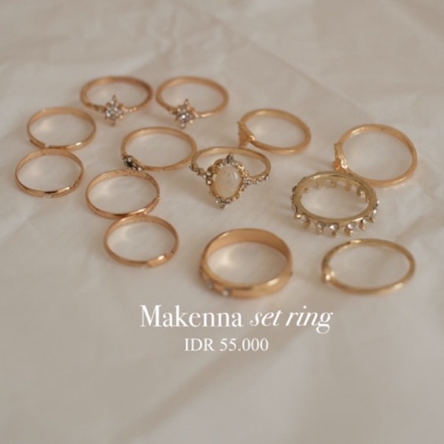 Ark.co - Makenna set ring (moon ; sun) cincin tumpuk stack etnik boho