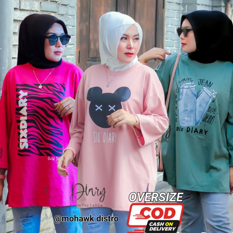 KAOS OVERSIZE WANITA | FASHION WANITA KEKINIAN | ATASAN WANITA | KAOS OVERSIZE ORIGINAL SIX DIARY | 