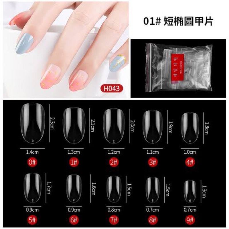 Per biji Kuku palsu stiletto pengantin panjang pendek nail art fake nail bening polos extention half tip set premium oval murah