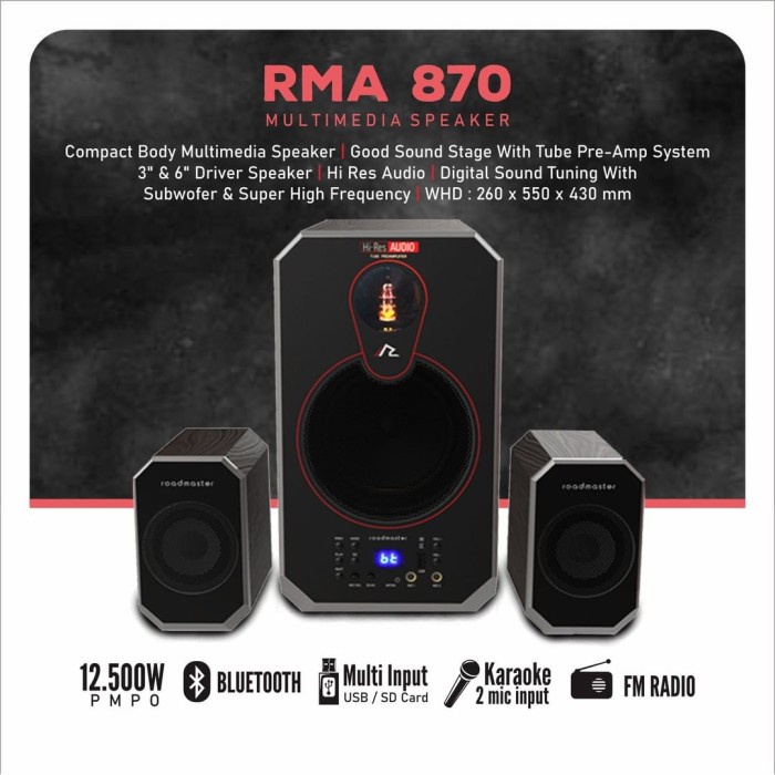 Speaker Bluetooth Speaker Aktif 2.1 Channel Speaker Multimedia Roadmaster RMA-870 Powerful Sound wit