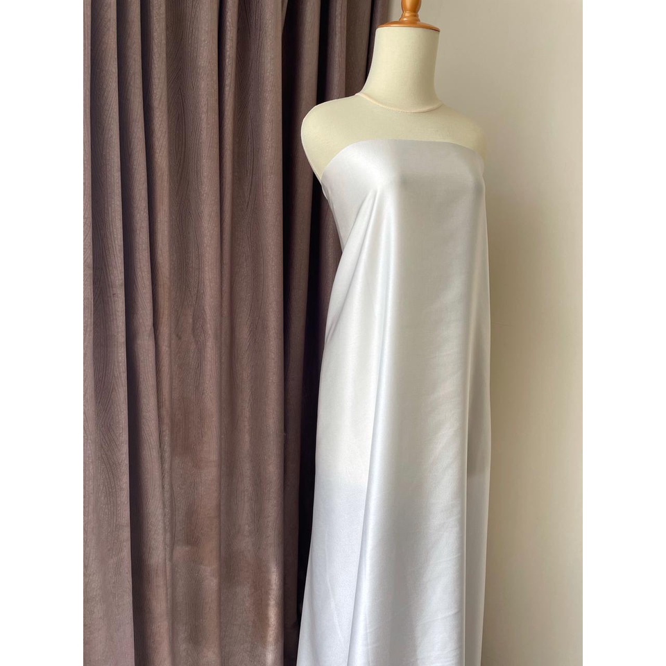 Kain Satin Maxmara Original Pure Silk Warna Putih Tulang Broken White