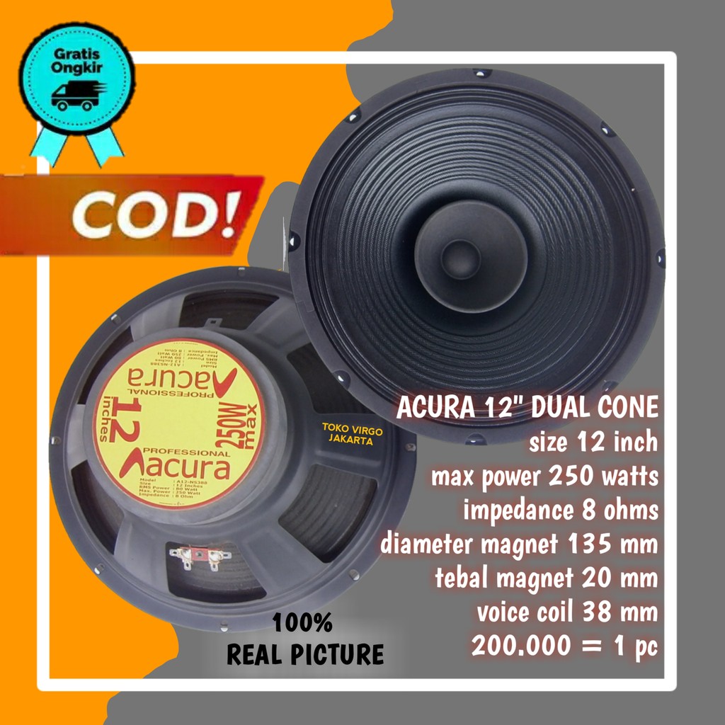 Speaker Acura 12 Inch Dual Cone // Spiker Akura 12" DC // Speker 250 Watt Sepiker Acura Corong